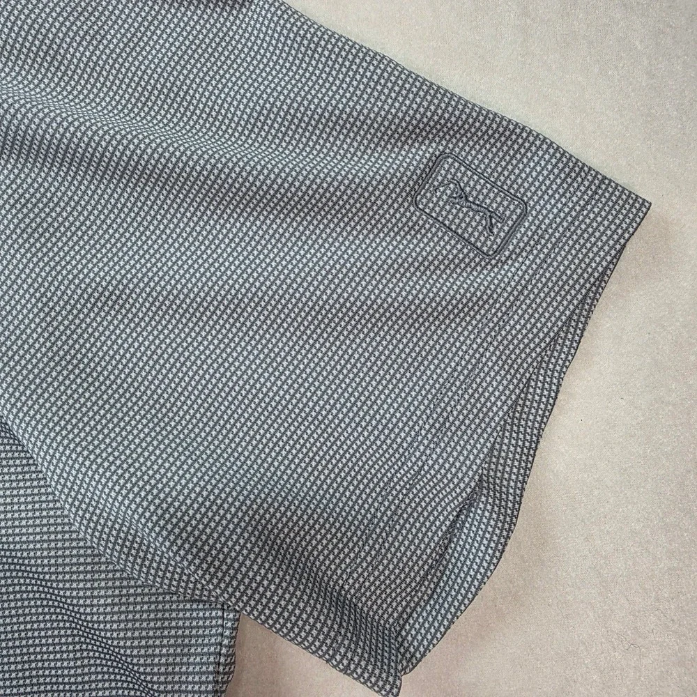 PGA‎ TOUR Men's Golf Polo Shirt XL Gray Micro Check Short Sleeve 100% Polyester